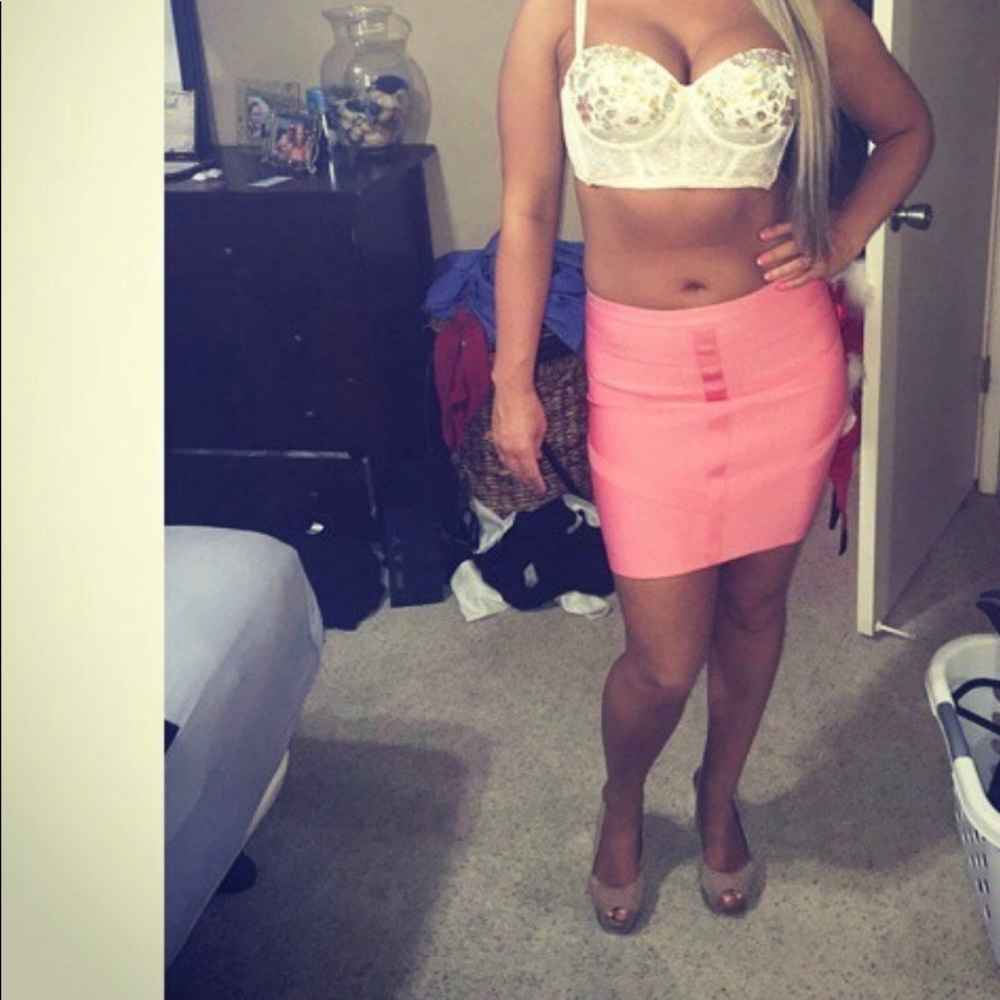 Bebe Pink Bandage Skirt